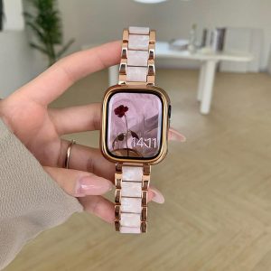 [ケース付き]apple watch バンド べっ甲 45mm/40mm 大理石柄 アップル ウォッチ カバー バンド ステンレス apple watchSE バンド ケース 女性 プレゼント おすすめ
