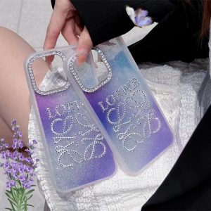 Alternative view of ロエベ iphone17 ケース iphone17pro ケース 人気 女子 iphone16/16pro ケース キラキラ ブランド ストーン loewe スマホケース iphone15/14/13 ケース 大人 かわいい