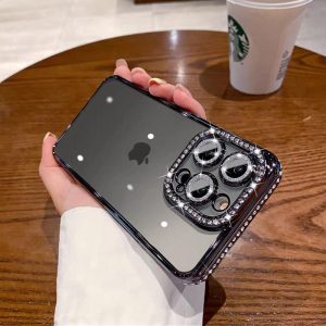 Alternative view of レンズ保護フィルム付き iphone16/15/14/14proパープルに合うケース iphone16/16プロ/13/13プロマックスケース キラキラ ストーン iphone16/12/12proクリア ケース おしゃれ スマホ ケース 透明 人気女子