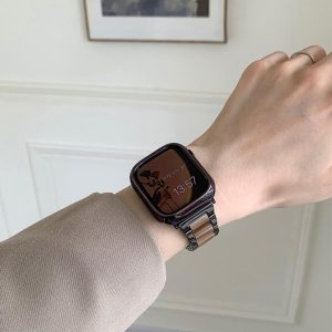 Alternative view of [ケース付き]apple watch バンド べっ甲 45mm/40mm 大理石柄 アップル ウォッチ カバー バンド ステンレス apple watchSE バンド ケース 女性 プレゼント おすすめ