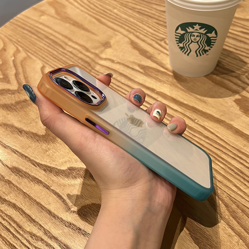 [高品質]iphone14/14promax クリア ケース フチあり iphone13/13proケース 透明 黄ばまない iphone12/11 ケース グラデーション ポリカーボネート スマホケース