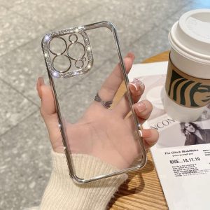 Alternative view of iphone15/15plus/14/13 クリア ケース スマホケース ライン ストーン iphone12/12proケース人気女子 キラキラ iphone11ケース 透明 フチあり
