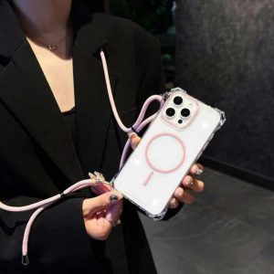 magsafe 対応 ケース かわいい iphone17/17pro ケース マグセーフ iphoneケース クリア おしゃれ ストラップ付き iphone16/16pro max ケース クリア スマホショルダー 人気 ランキング