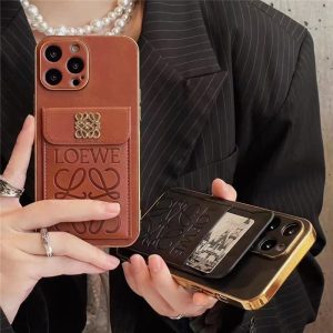 ロエベ携帯ケース iphone17/17pro ハイブランド スマホケース iphoneケース 背面収納 ブランド iphoneケース お揃い さりげない iphoneケース 大人可愛い レザー