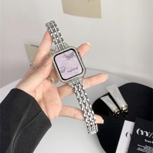 Alternative view of [ケース付き]アップル ウォッチ バンド キラキラ シルバー apple watch メタル バンド アップル ウォッチ ステンレス バンド 40mm/42mm/44mm/49mm カバー バンド