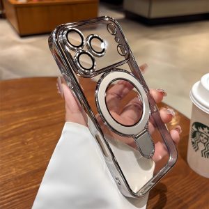 iphone17pro マグセーフ 対応 ケース iphone ケース スタンド 付き magsafe 対応 ケース おすすめ iphone16pro max/15/14 ケース カメラ 保護 付き iphoneケースクリアおしゃれ メッキ