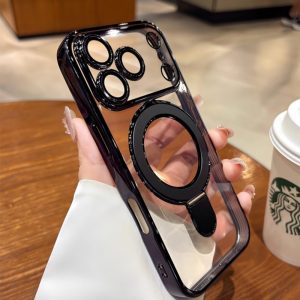 Alternative view of iphone17pro マグセーフ 対応 ケース iphone ケース スタンド 付き magsafe 対応 ケース おすすめ iphone16pro max/15/14 ケース カメラ 保護 付き iphoneケースクリアおしゃれ メッキ
