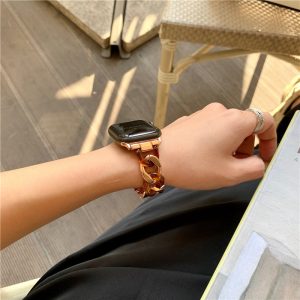 ステンレス&樹脂 アップル ウォッチ バンド チェーン 女性 apple watch バンド 透明 アップル ウォッチ バンド べ っ こう 42mm/44mm/45mm/49mm