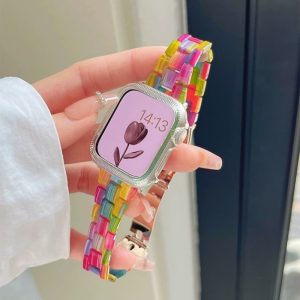 Alternative view of [保護ケース付き]apple watch バンド かわいい 樹脂 アップル ウォッチ バンド スリム apple watch ベルト おすすめ アップル ウォッチ バンド 女性 人気 蒸れない