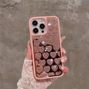 iphone13ケース かわいい iphone14 ケース ミラー iphone14pro ケース キラキラ グリッター iphoneケース ハート iphoneケース 人気 女子